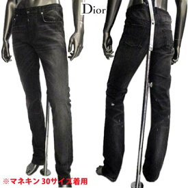 ディオールオム DIOR HOMME メンズ パンツ ボトムス ロゴ ウォッシュド/バッククラッシュ加工・ベルトループCDロゴ付きスリムデニム ブラック 163D005T X067 904 (R59800) 13S 【送料無料】 【smtb-TK】