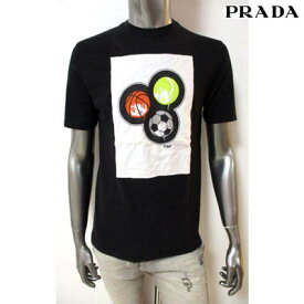 プラダ PRADA メンズ トップス Tシャツ 半袖 ロゴ フロントフェイス/サッカーボールロゴプリント付Tシャツ 白 SJM407 HTH BLACK (R32800) 6S 【送料無料】 【smtb-TK】