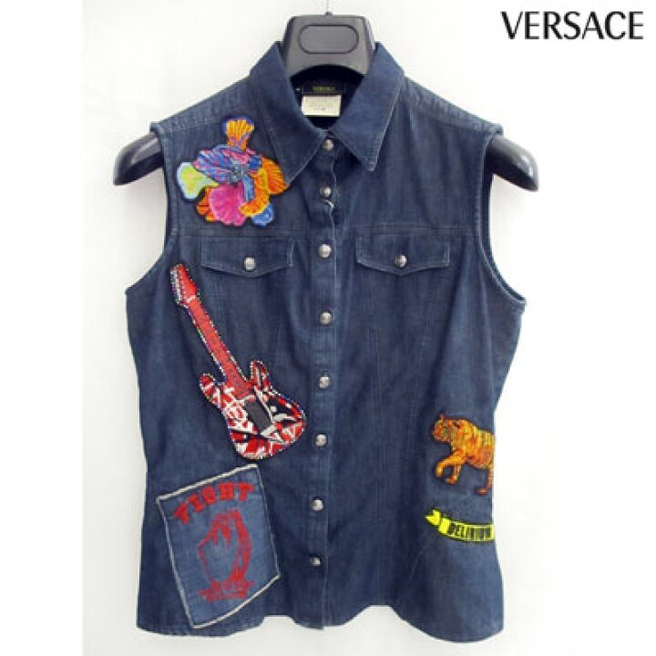 楽天市場】ヴェルサーチ VERSACE レディース ノースリーブ シャツ 半袖 