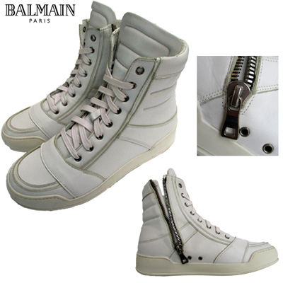 バルマン BALMAIN メンズ 靴 スニーカー ハイカットスニーカー サイドジップ付ハイカットスニーカー ホワイト　白 T300 BA40P 100  (R113500) 14S【送料無料】【smtb-tk】 | ガッツ ブランドショップ
