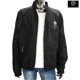 フィリッププレイン PHILIPP PLEIN メンズ アウター ジャケット ブルゾン 肩部分シープスキン・スカルワッペン・スタッズ付きレザー切替しジャケット ブラック basic rider HM6101 02 13S (R179000)【送料無料】【smtb-TK】