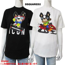 ディースクエアード DSQUARED2 レディース トップス Tシャツ 半袖 カットソー ロゴ 2color ※2色展開ですが、白と黒で柄が違います ICON/dogロゴプリント付Tシャツ S80GC0031 S23009 100/900 (R42900) 122 秋冬【送料無料】 【smtb-TK】