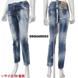 ディースクエアード DSQUARED2 レディース パンツ ボトムス デニム ロゴ クラッシュ/ウォッシュド加工・DSQUARED2ロゴパッチ付スキニーデニムパンツ ブルー S75LB0532 S30708 470 (R104500) 122 秋冬【送料無料】 【smtb-TK】