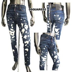 ディースクエアード DSQUARED2 メンズ パンツ ボトムス デニム ロゴ クラッシュ/ペイント加工・サイドジッパー付き・カーフレザーロゴバッチ・スプラッタークラッシュデニムパンツ ブルー 青 むら染めS74LB0962 S30342 470 (R110000) 122 秋冬【送料無料】 【smtb-TK】