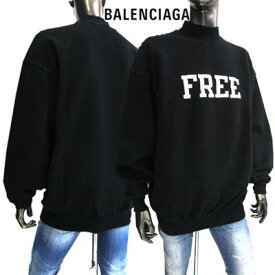 バレンシアガ BALENCIAGA メンズ トップス スウェット トレーナー ロゴ 首元ヨレ/ダメージ/加工・チェスト部分FREEロゴデザイン・クラッシュ加工スウェット ブラック 652981 TKVD4 1070 (R101200) 122 秋冬【送料無料】 【smtb-TK】