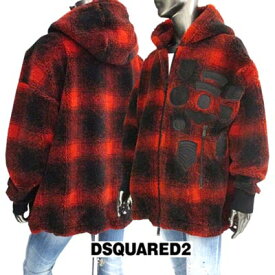 ディースクエアード DSQUARED2 メンズ アウター ジャケット ロゴ チェック柄・チェスト部分DSQUARED2マルチロゴワッペン付きジップアップボアジャケット S75HG0070 S25519 001F (R148500) 122 秋冬【送料無料】 【smtb-TK】