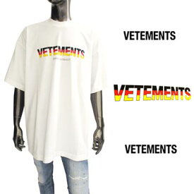 ヴェトモン VETEMENTS メンズ トップス Tシャツ 半袖 ロゴ ※同デザインで黒も有 バックネックロゴ刺繍・ジャーマニーカラーVETEMENTSロゴ付オーバーサイズTシャツ UA52TR290G WHITE (R55000) 122 秋冬【送料無料】 【smtb-TK】