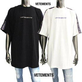 ヴェトモン VETEMENTS メンズ Tシャツ 半袖 トップス 2color フロント/バックネック/サイド部分VETEMENTSロゴ入りTシャツ ホワイト/ブラック UA52TR430W WHITE / UA52TR430B BLACK (R64900) 122 秋冬【送料無料】 【smtb-TK】