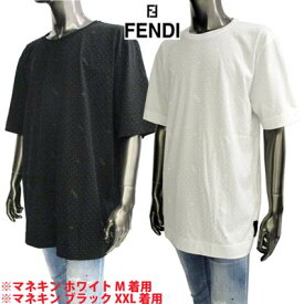 フェンディ FENDI メンズ トップス Tシャツ 半袖 ロゴ カットソー 2color ドット/FF/FENDIポップアップロゴ・裾タグ付きTシャツ ホワイト/ブラック FY0936 AH0J F0QA0/F0QA1 (R86900) 122 秋冬【送料無料】 【smtb-TK】