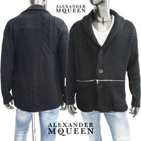 アレキサンダーマックイーン ALEXANDER McQUEEN メンズ トップス ニット カーディガン ロゴ ジップ/ボタンロゴ刻印・マルチ編み込みデザイン・ジップ部分ロゴ刺繍付カーディガン ブラック 651190 Q1XBC 1081 (R253000) 122 秋冬【送料無料】 【smtb-TK】