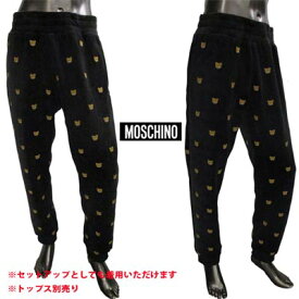 モスキーノ MOSCHINO メンズ パンツ ボトムス ロゴ セットアップ着用可(トップス別売り) ベロア素材 MOSCHINO刺繍BEARロゴ入りトラックパンツ ブラック 黒 0335 5228 1555 (R161700) 122 秋冬【送料無料】 【smtb-TK】