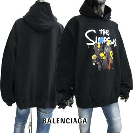 バレンシアガ BALENCIAGA メンズ トップス パーカー フーディー フード付き オーバーサイズ ロゴ プリントひび割れ/ダメージ加工・The Simpsons(ザ・シンプソンズ)ロゴ・バック裾部分ロゴ刺繍付パーカー 674986 TLVG8 1000 (R119900) GB122 秋冬【送料無料】 【smtb-TK】