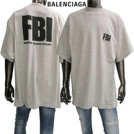 バレンシアガ BALENCIAGA メンズ トップス Tシャツ 半袖 ロゴ ひび割加工ロゴ・袖口/裾ダメージ加工・BALENCIAGA FBIロゴプリント付クルーネックTシャツ グレー 681314 TLVG9 1380 (R78100) 221 2022年春夏新作【送料無料】 【smtb-TK】