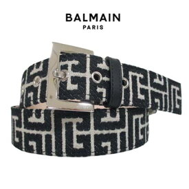 バルマン BALMAIN メンズ グッズ 小物 ベルト 総柄ブラックモノグラムロゴ・BALMAINロゴ入りベルト アイボリー 黒 ブラック XM1WJ004 TJMN GFE (R108900) 221 春夏新作 【送料無料】 【smtb-TK】