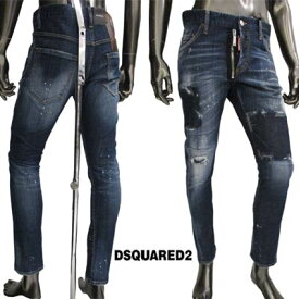 ディースクエアード DSQUARED2 メンズ ボトムス デニム パンツ ジーンズ SEXY TWIST JEAN DSQUARED2ロゴパッチ・ペンキ/ダメージ/色あせ加工・ジップ部分ロゴ刻印付きデニムパンツ 紺 S74LB1049 S30342 470 (R104500) 221 2022年春夏新作 【送料無料】 【smtb-TK】