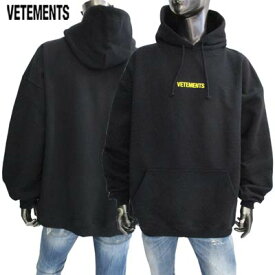 ヴェトモン VETEMENTS メンズ パーカー フーディ トップス ※同デザインで色違いもあり フロントイエローVETEMENTSロゴ・ロゴ刺繍・ビッグタグ付きパーカー 黒 UE52TR380X BLACK NEON YELLOW (R112200) 221 2022年春夏新作 【送料無料】 【smtb-TK】