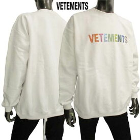 ヴェトモン VETEMENTS メンズ スウェット トレーナー トップス ユニセックス可 ※同じデザインで色違いもあり マルチカラークリスタルラインストーンVETEMENTSロゴ・ロゴ刺繍付きトレーナー 白 UE52TR520W WHITE (R126500) 221 2022年春夏新作 【送料無料】 【smtb-TK】