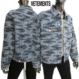 ヴェトモン VETEMENTS メンズ アウター デニムジャケット Gジャン ※同デザインで色違いもあり 総柄ブラックVETEMENTSスタンプロゴ・ボタンロゴ刻印付きデニムジャケット ライトブルー UE52JA180N LIGHT BLUE (R250800) 221 2022年春夏新作 【送料無料】 【smtb-TK】