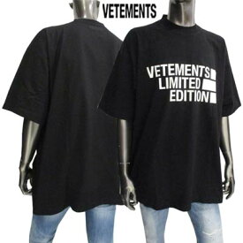 ヴェトモン VETEMENTS メンズ トップス Tシャツ 半袖 ロゴ LIMITED EDITION フロントVETEMENTSロゴ・バックロゴ刺繍付 Tシャツ 黒 UE52TR150B BLACK (R58300) 221 春夏新作【送料無料】 【smtb-TK】