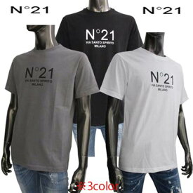 ヌメロヴェントゥーノ N°21 メンズ Tシャツ 半袖 トップス 3color ロゴ フロントN°21MILANOロゴプリント入りクルーネックTシャツ ホワイト/グレー/ブラック F031 6334 1101/8885/9000 (R27500) 221 2022年春夏新作 【送料無料】 【smtb-TK】