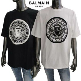 バルマン BALMAIN メンズ トップス Tシャツ 半袖 ロゴ 2color フロントBALMAIN PARISメダリオンロゴ付きクルーネックTシャツ ホワイト/ブラック XH1EG000 BB17 GAB/EAB (R56100) 221 春夏新作 【送料無料】 【smtb-TK】