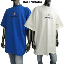 バレンシアガ BALENCIAGA メンズ トップス Tシャツ 半袖 ロゴ 2color フロントBALENCIAGASPRING22.pdfロゴ/PDF刺繍ロゴ入りクルーネックTシャツ白　青 ホワイト/ブルー 676589 TLVF7 9016/4210 (R71500/R78100) GB221 春夏新作 【送料無料】 【smtb-TK】