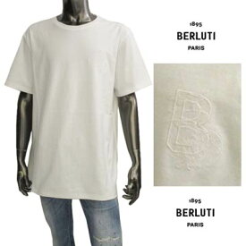 ベルルッティ BERLUTI メンズ トップス Tシャツ 半袖 ロゴ ※同デザインで色違いも有ります チェスト部分B刺繍ロゴ入りクルーネックTシャツ ホワイト R22JRS72 001 000 (R61050/R61100) GB221 春夏新作 【送料無料】 【smtb-TK】