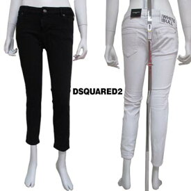 ディースクエアード DSQUARED2 レディース パンツ ボトムス カラーデニム ロゴ 2color JENNIFER CROPPED JEAN ボタンロゴ刻印・スキニーデニム ホワイト/ブラック S75LB0603 S30733 100 (R69300) 221 2022年春夏新作【送料無料】 【smtb-TK】