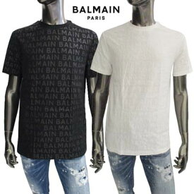 バルマン BALMAIN メンズ トップス Tシャツ 半袖 ロゴ 2color 総柄BALMAINロゴ入りクルーネックTシャツ ホワイト/ブラック BRM305280 100/001 (R34800) 221 春夏新作 【送料無料】 【smtb-TK】