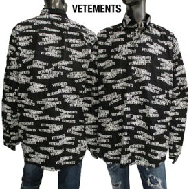 ヴェトモン VETEMENTS メンズ トップス シャツ カジュアルシャツ 長袖 ロゴ STAMPED LOGO SHIRT モノグラムプリント ブラック シャツ UE52SH160X BLAWH (R115500) 221 春夏新作【送料無料】 【smtb-TK】