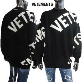 ヴェトモン VETEMENTS メンズ トップス ニット セーター ロゴ 全体ビックVETEMENTSスラッシュホワイトロゴ バックネック部分ロゴ ウールセーター ブラック ホワイト UA53KN200B 2901 BLACK/WHITE (R147400) 222 2022年秋冬新作 【送料無料】 【smtb-TK】