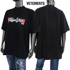 ヴェトモン VETEMENTS メンズ トップス Tシャツ 半袖 ロゴ ユニセックス可 ※同デザインで白も有 フロント切り抜きロゴ バックネック部分VETEMENTS刺繍ロゴ付きTシャツ ブラック UA53TR220B 1611 BLACK (R63800) 222 2022年秋冬新作 【送料無料】 【smtb-TK】