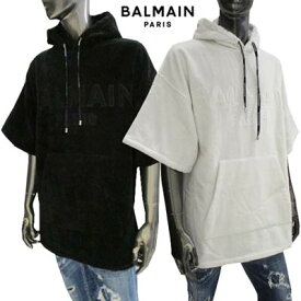 バルマン BALMAIN メンズ トップス パーカー フーディ ポンチョ 半袖 2color ロゴ ボア フロントBALMAINロゴ 紐金具ロゴ刻印 紐部分ロゴライン ホワイト/ブラック BWP470720 110/001 (R91300) 222 2022年秋冬新作 【送料無料】 【smtb-TK】