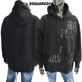 ディースクエアード DSQUARED2 メンズ トップス パーカー フーディ ロゴ フロント光沢ランゲージ/DSQUARED2ロゴ入りプルオーバーパーカー ブラック S78GU0062 S25516 900 (R118800) 222 2022年秋冬新作 【送料無料】 【smtb-TK】