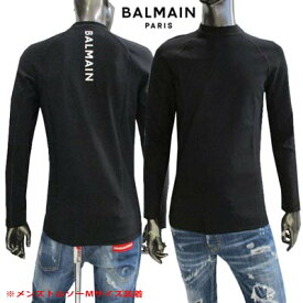 バルマン BALMAIN メンズ トップス Tシャツ ロンT 長袖 ロゴ バックホワイトBALMAINロゴ入りクルーネックナイロンロングTシャツ ブラック BWM020670 001 (R53900) 222 2022年秋冬新作 【送料無料】 【smtb-TK】