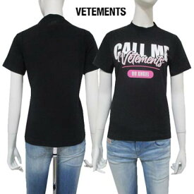 ヴェトモン VETEMENTS レディース トップス Tシャツ 半袖 ロゴ ※同デザインで色違いも有り フロントVETEMENTロゴ/CALL MEプリント・バックネック部分刺繍ロゴ入りTシャツ ブラック WA53TR120B BLACK (R51700) 222 2022年秋冬新作 【送料無料】 【smtb-TK】