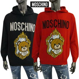 モスキーノ MOSCHINO メンズ トップス ニット セーター パーカー プルオーバー ロゴ 2color フロントMOSCHINOロゴ/ミラーベアーロゴ入りフード付きウールセーター レッド/ブラック ZSV0990 7200 2115/2555 (R121000) 222 2022年秋冬新作 【送料無料】 【smtb-TK】