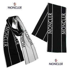 モンクレール MONCLER レディース 小物 ストール マフラー ユニセックス可 ロゴ ライン/ロゴ入り反対面色反転ウールマフラー ブラック ホワイト 3C00007 M1131 034 (R69300) 222 2022年秋冬新作 【送料無料】 【smtb-TK】