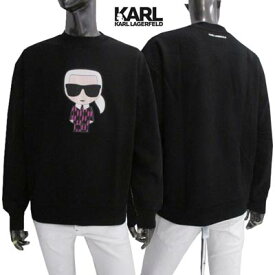 カールラガーフェルド KARL LAGERFELD レディース トップス トレーナー スウェット ユニセックス可 ロゴ フロントIKONICロゴスーツ部分ピンクKLモノグラムロゴ入りトレーナー ブラック 226W1885 999 BLACK (R29800) 222 2022年秋冬新作 【送料無料】 【smtb-TK】