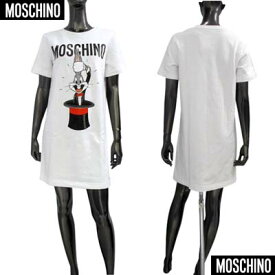 モスキーノ MOSCHINO レディース ワンピース ドレス 半袖 ロゴ フロントロゴプリント入りバッグスバニーコラボワンピース ホワイト A0479 1028 1001 (R107800) 321 2023年春夏新作 【送料無料】 【smtb-TK】