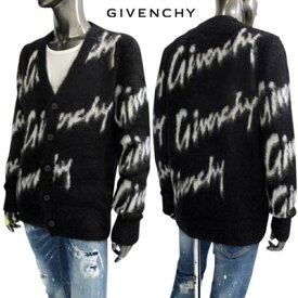 ジバンシー GIVENCHY メンズ トップス カーディガン ニット ロゴ 総柄ダイアゴナルホワイトロゴ入りウール混Vネックモヘアカーディガン ブラック BM90M54 YDH 004 (R248600) 321 2023年春夏新作 【送料無料】 【smtb-TK】