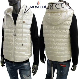 モンクレール MONCLER メンズ アウター ダウン ベスト AKAISHI チェスト部分ロゴワッペン・ジップポケット・フードジップ内部ロゴ入りダウンベスト ホワイト 1A00059 596J9 001 (R207900) 321 2023年春夏新作 【送料無料】 【smtb-TK】