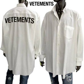 ヴェトモン VETEMENTS メンズ トップス シャツ バックプリント 背中ロゴ カジュアルシャツ 長袖 バックブランドロゴプリント・胸ポケット付きオーバーサイズ長袖シャツ ホワイト UE63SH191W 1902 WHT (R126500) 321 2023年春夏新作 【送料無料】 【smtb-TK】