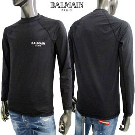 バルマン BALMAIN メンズ トップス Tシャツ ロンT 長袖 チェスト部分ホワイトロゴプリント入りロングTシャツ ブラック BWM020920 010 (R58300) 321 2023年春夏新作 【送料無料】 【smtb-TK】