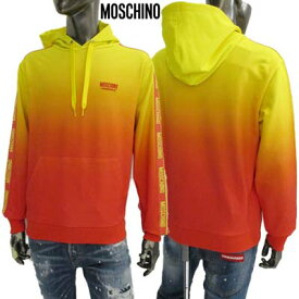 モスキーノ MOSCHINO メンズ パーカー フーディ スウェット ※セットアップ可(ボトムス別売り) ※同デザインでTシャツも有 イエロー　オレンジ　ロゴ入りグラデーションカラーパーカー黄 橙 A1707 4421 1215 (R66000) 321 2023年春夏新作 【送料無料】 【smtb-TK】