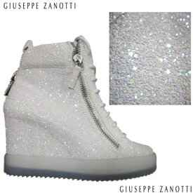 ジュゼッペザノッティ GIUSEPPE ZANOTTI レディース スニーカー シューズ 靴 オールラメ・クリアソール・タン部分シルバーロゴ・マルチジップ付きハイカットスニーカー ホワイト RS30018 94999 001 (R154000) 321 2023年春夏新作 【送料無料】 【smtb-TK】