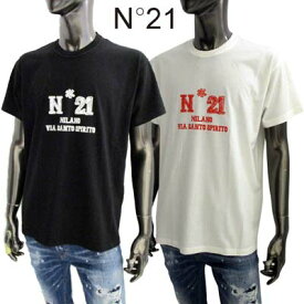 ヌメロヴェントゥーノ N°21 メンズ トップス Tシャツ 半袖 ロゴT フロントロゴ/ランゲージ入りコットンTシャツ ホワイト/ブラック 23E N1M0 F071 4003 1102/9000 (R31500) 321 2023年春夏新作 【送料無料】 【smtb-TK】