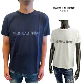 サンローランパリ SAINT LAURENT PARIS メンズ トップス Tシャツ 半袖 ロゴT フロント/バックリバースロゴ入りショートスリーブTシャツ ホワイト 663278 Y37AW 9744 (R77000) 321 2024年春夏新作 【送料無料】 【smtb-TK】