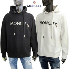 モンクレール MONCLER メンズ パーカー フーディ スウェット ユニセックス可 2color フロント刺繍ロゴ・チェスト部分ロゴワッペン付きプルオーバーパーカー アイボリー ホワイト ブラック 8G00016 899WC 033/999 (R83600) 321 2023年春夏新作 【送料無料】 【smtb-TK】