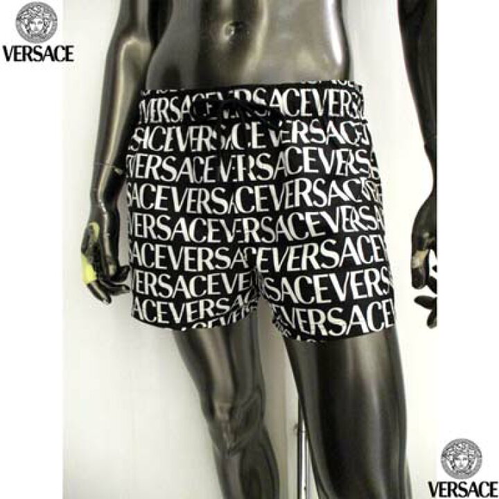ヴェルサーチ VERSACE ロゴ スイムウエア ショートパンツ ボトムス アパレル ズボン 水着 ナイロン ブラック 未使用 LONDON  ファッション VERSACE ヴェルサーチ メンズ 水着 スイムウェア トランクス ロゴ ABU01023-1A11120-A80G svs003  BLACK ブラック VERSACE ヴェルサーチ スウィムショーツ ハーフパンツ メンズ 水着